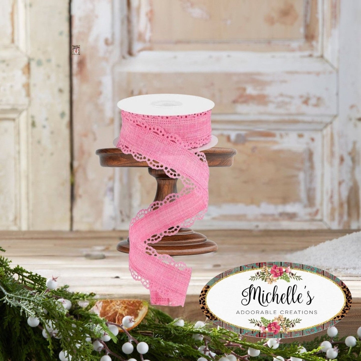 1.5" Scalloped Edge Ribbon: Pink (10 Yard)