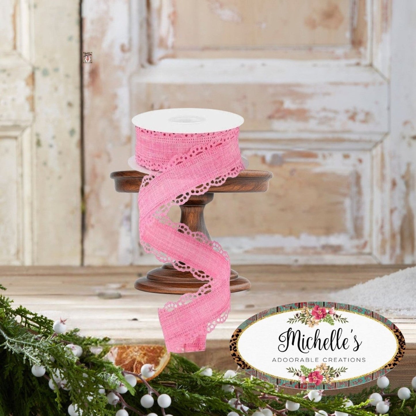 1.5" Scalloped Edge Ribbon: Pink (10 Yard)