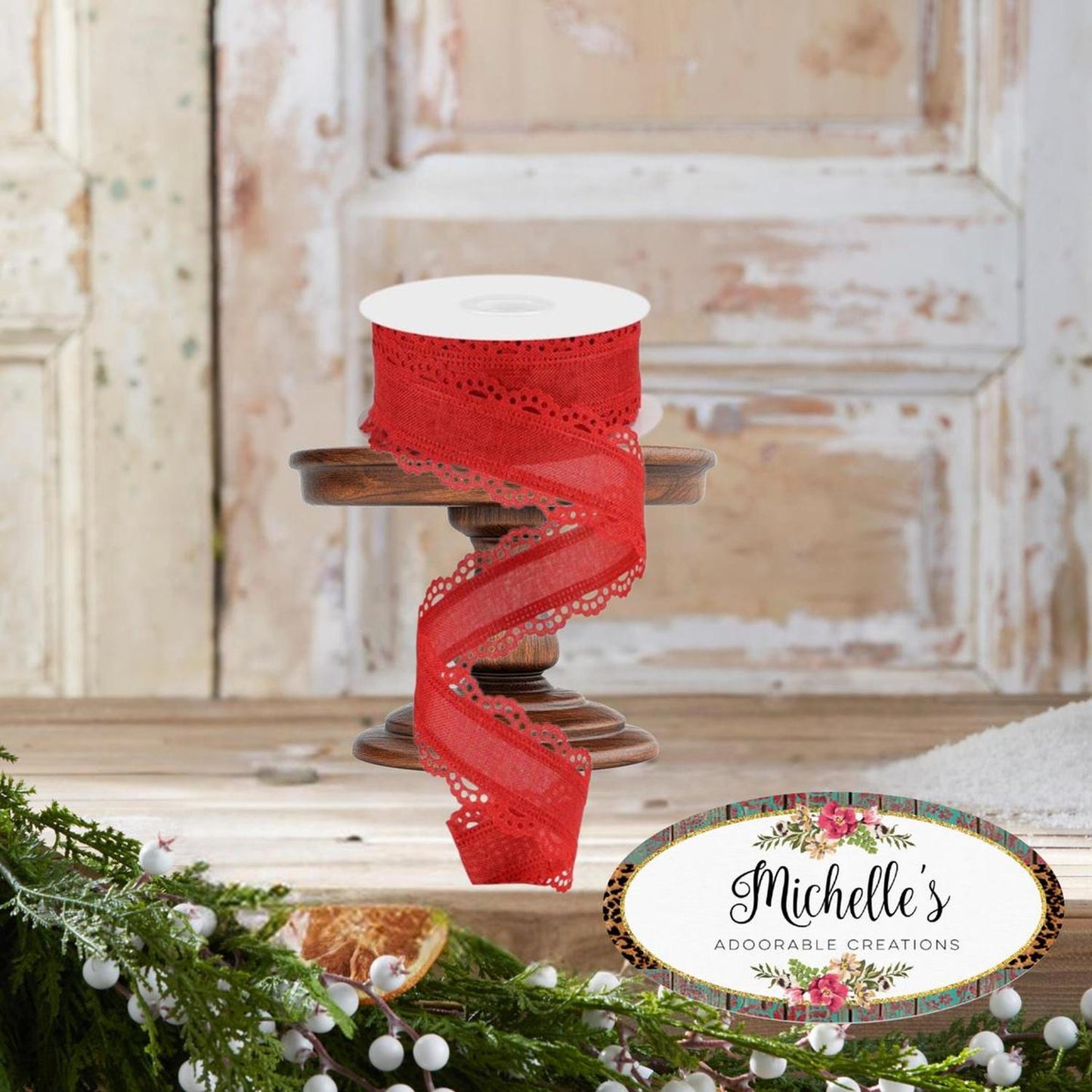 1.5" Scalloped Edge Ribbon: Red (10 Yard)
