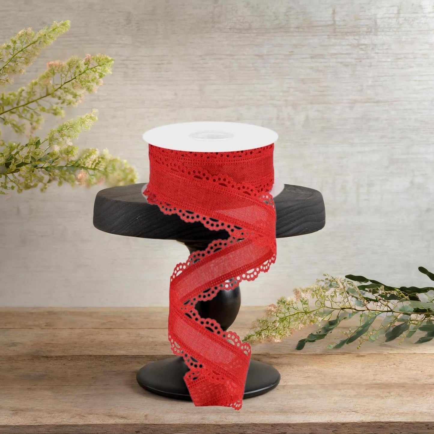 1.5" Scalloped Edge Ribbon: Red (10 Yard)
