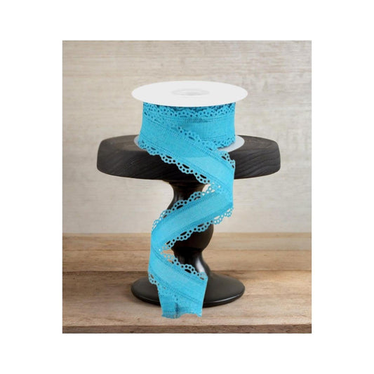 1.5" Scalloped Edge Ribbon: Turquoise (10 Yard)