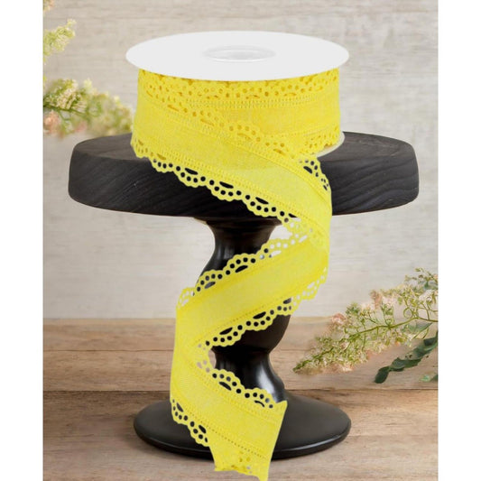 1.5" Scalloped Edge Ribbon: Yellow (10 Yard)