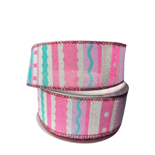 1.5" Whimsy Stripe Ribbon: Pink, Aqua, Lavender