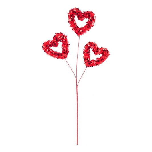 16" Sequin Hollow Heart Pick: Red