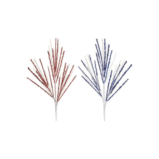 16.5" Glittered Spray: Red/Blue