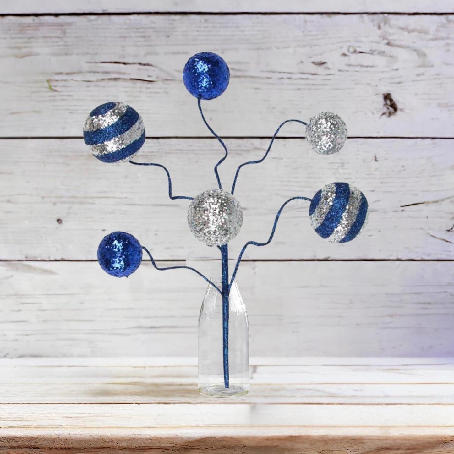 17" Glitter Ball Pick: Navy Blue & Silver