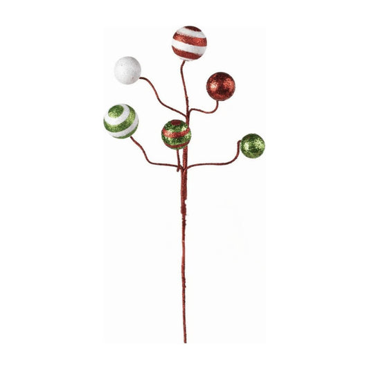 17" Glitter Ball Pick: Red/Lime/White