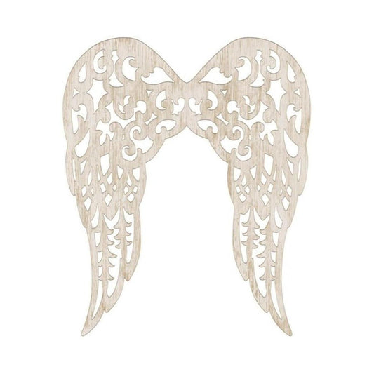 17" Metal Filigree Angel Wings: Antique Cream