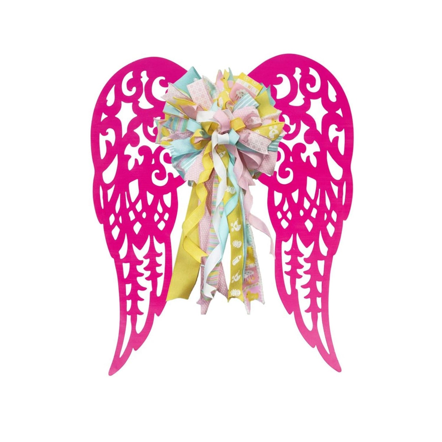 17" Metal Filigree Angel Wings: Hot Pink