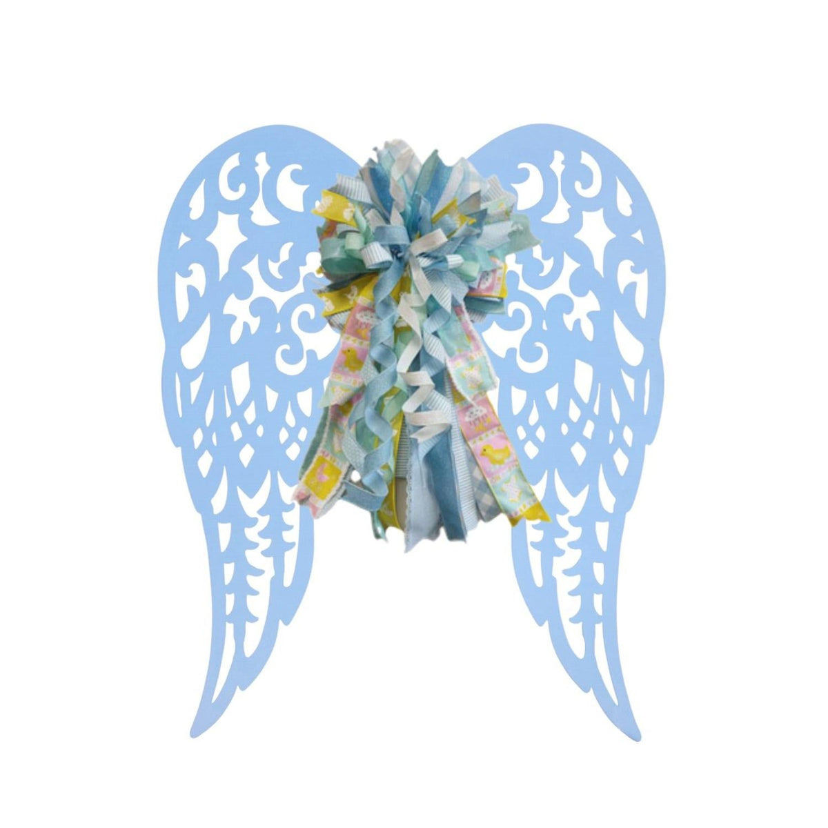 17" Metal Filigree Angel Wings: Light Blue