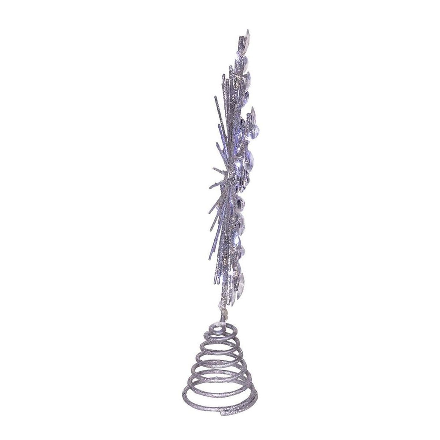 18-Light Cool White LED Silver Glittered Snowflake Tree Topper