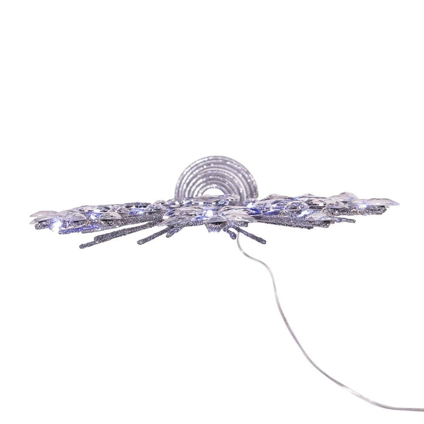 18-Light Cool White LED Silver Glittered Snowflake Tree Topper