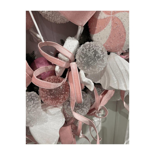 18" White Icy Sugar Candy Ornament