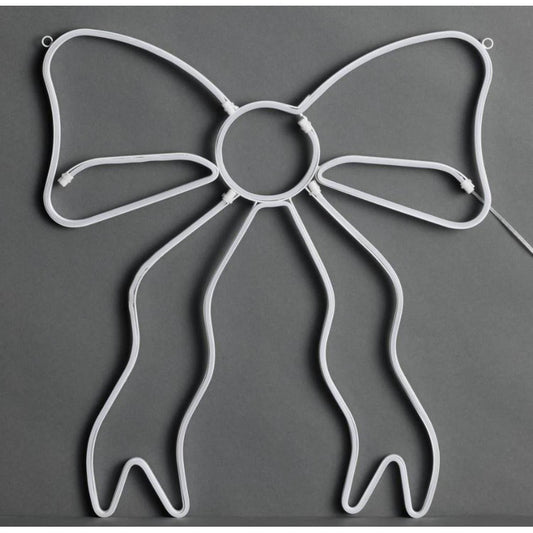 19" Lighted Neon Bow Christmas Window Silhouette