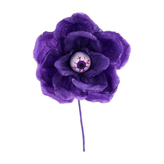 19" Paper Rose Eyeball Stem: Purple