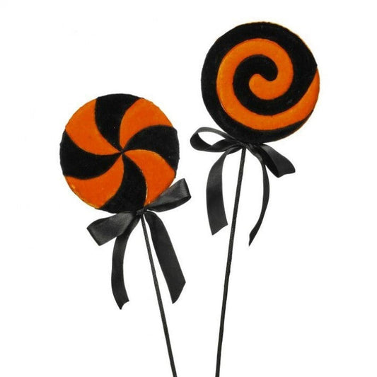 20" Velvet Stripe Halloween Lollipop (Asst of 2)