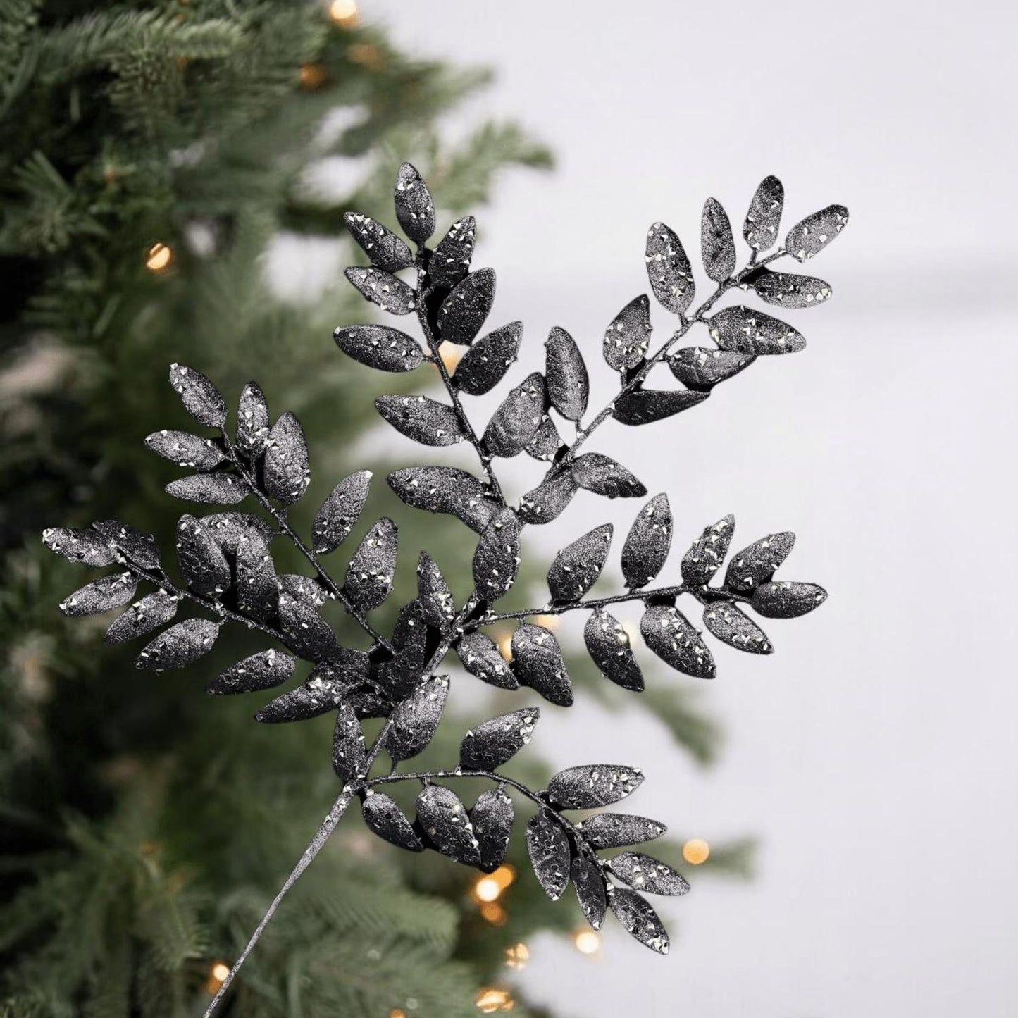 21" Glitter Honey Locust Spray: Smoke Blue
