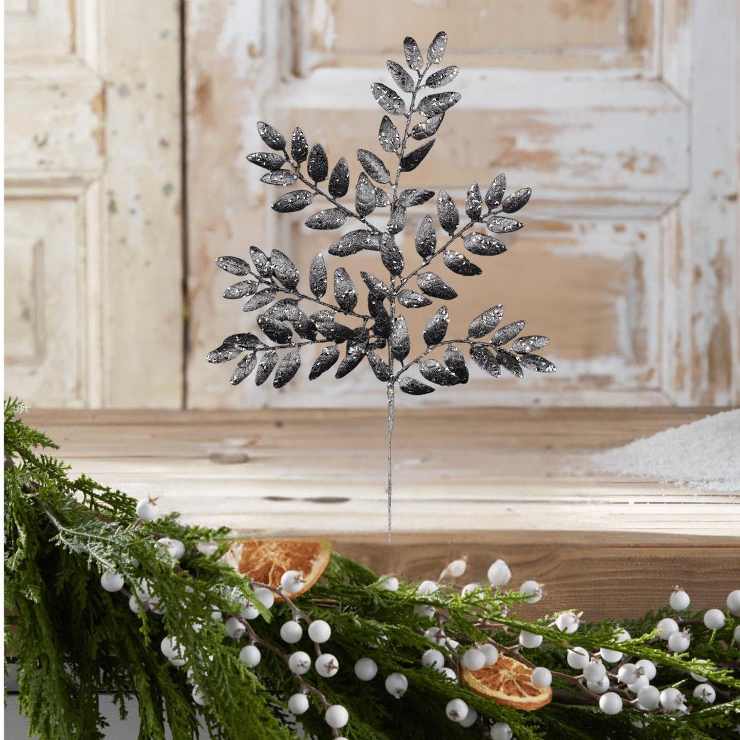 21" Glitter Honey Locust Spray: Smoke Blue