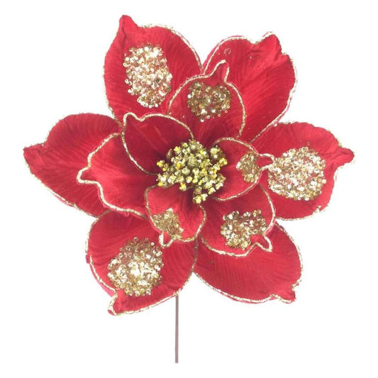 21" Magnolia Bloom Spray: Red