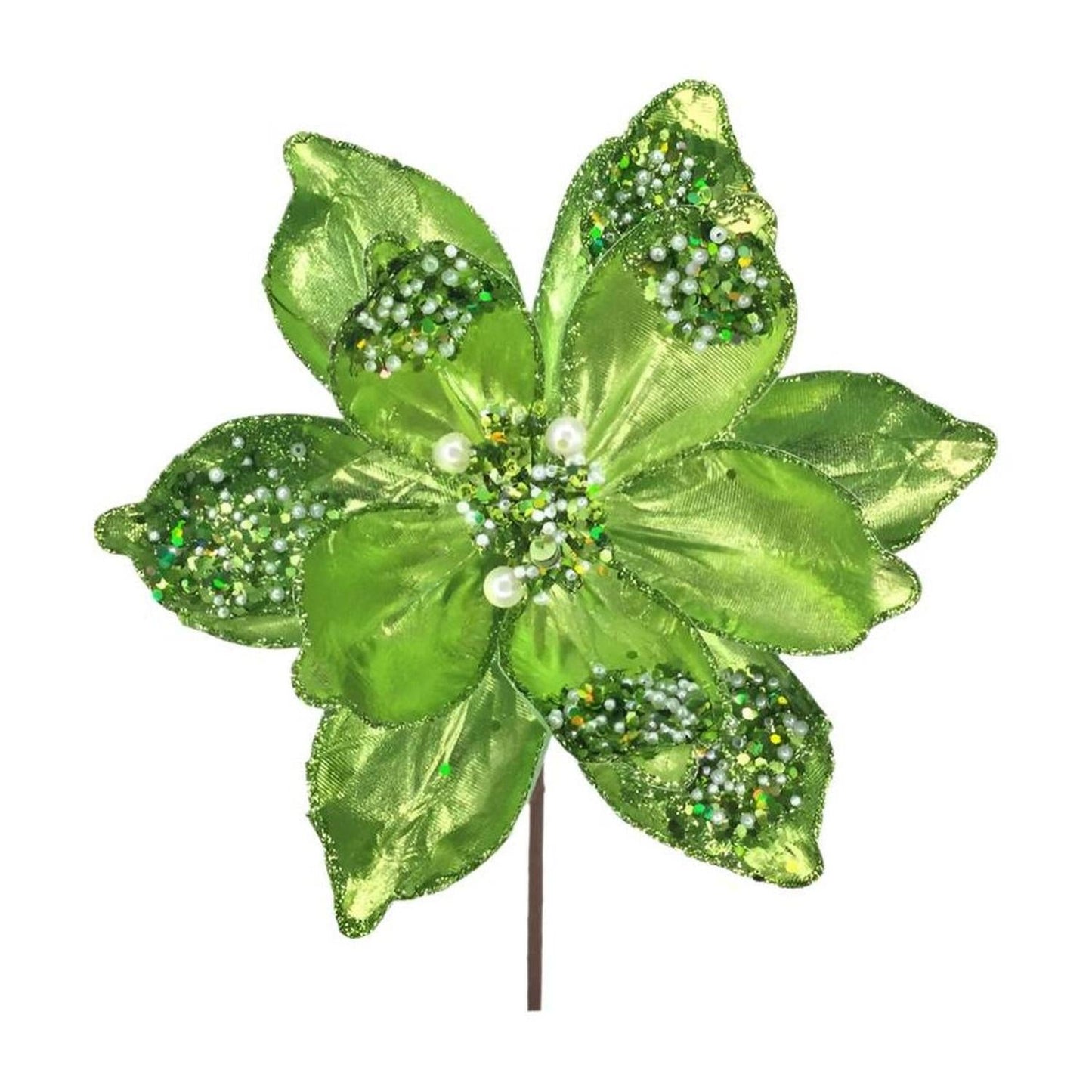 21" Sequin Magnolia Bloom Spray: Green
