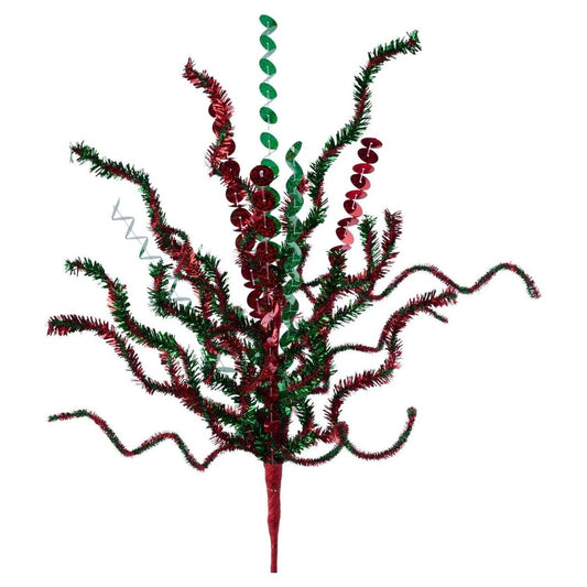 21" Sequin Tinsel Bush: Red/Green