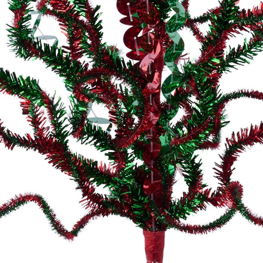 21" Sequin Tinsel Bush: Red/Green