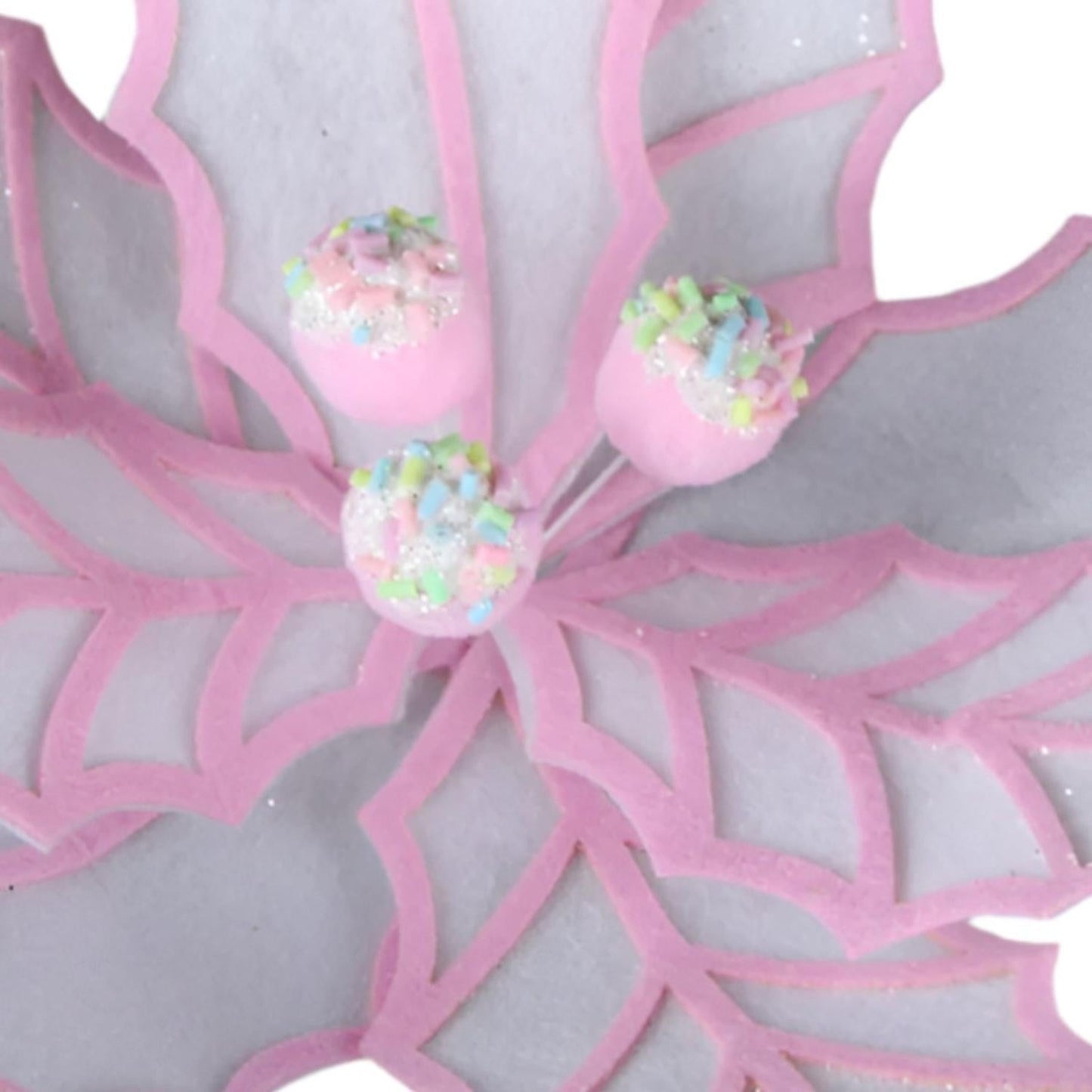 22" Confetti Poinsettia Stem: White/Pink