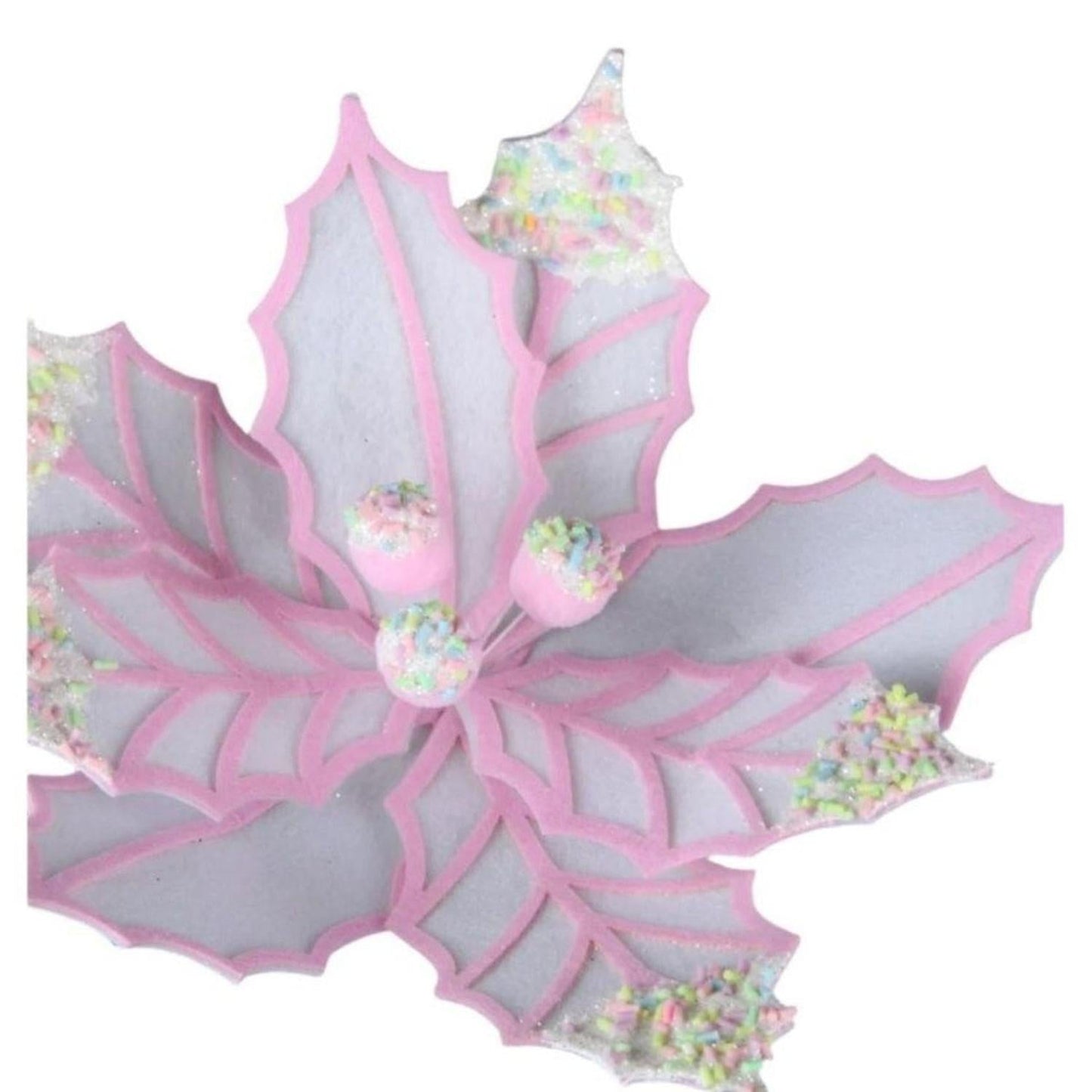 22" Confetti Poinsettia Stem: White/Pink