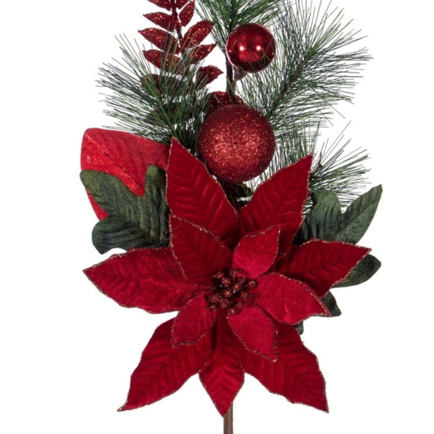 22" Merry Red Poinsettia Fern Spray
