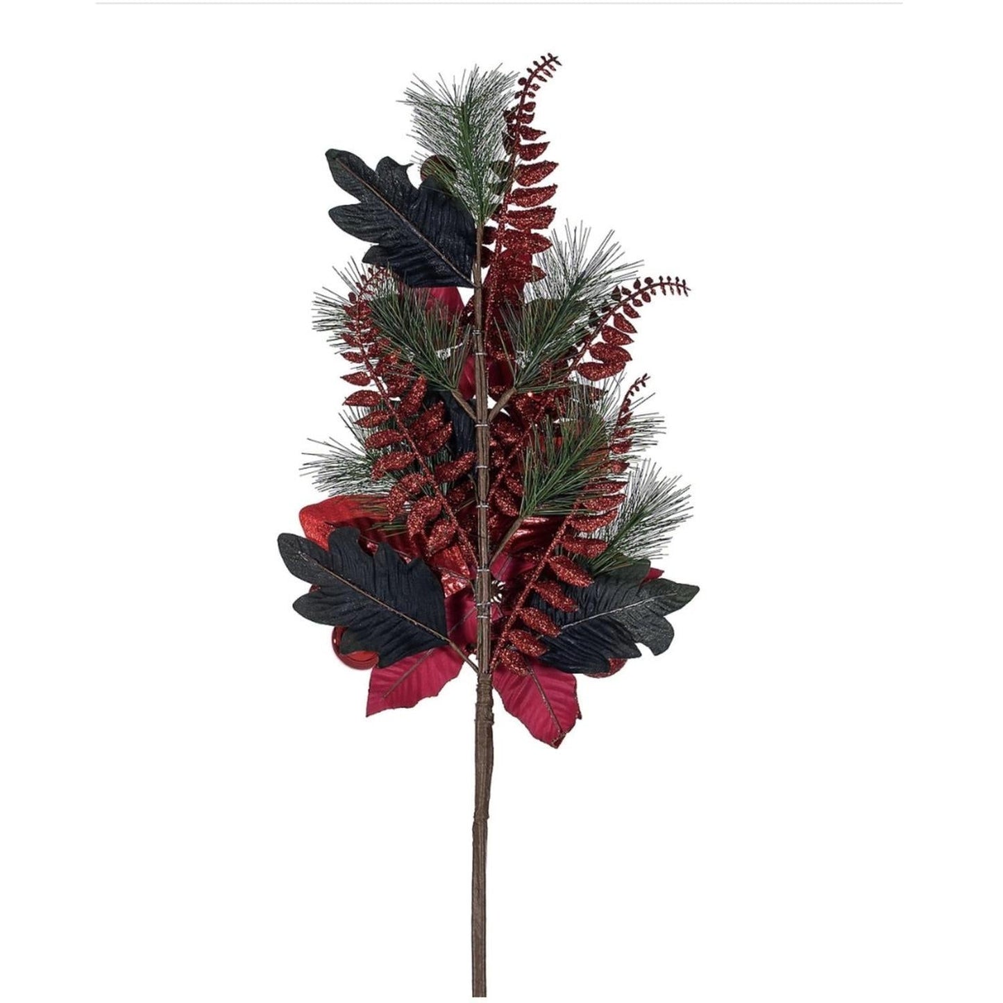 22" Merry Red Poinsettia Fern Spray