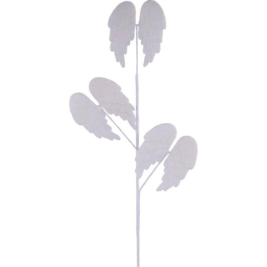 23" Felt Glitter Angel Wing Spray: White