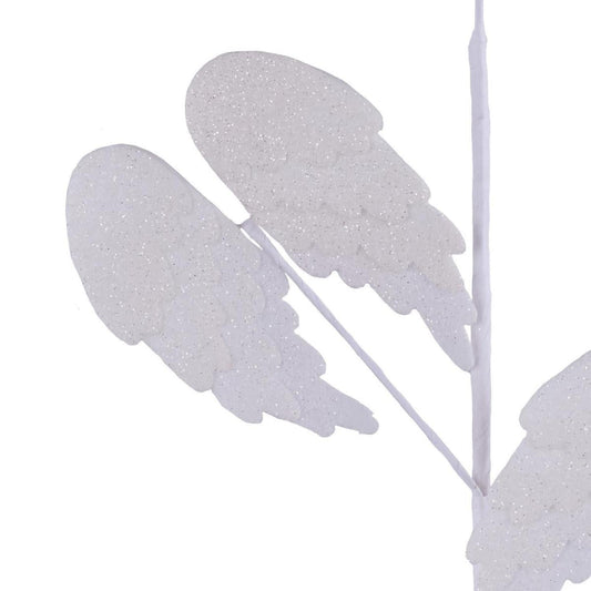 23" Felt Glitter Angel Wing Spray: White