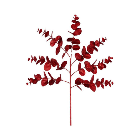 24" Glitter Eucalyptus Spray: Red