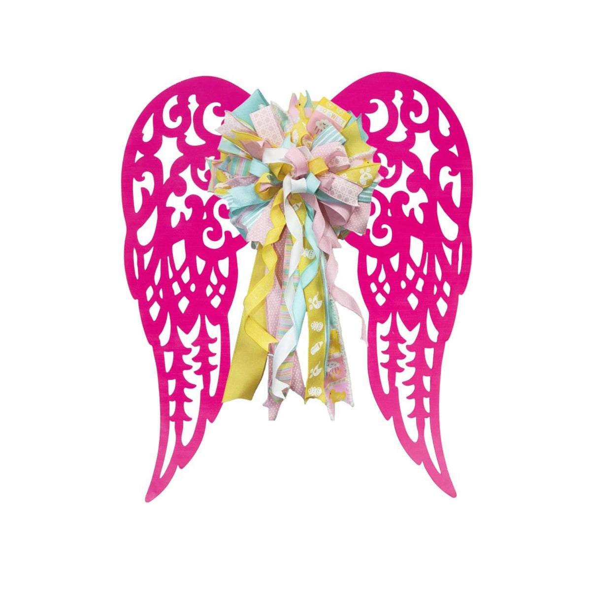 24" Metal Filigree Angel Wings: Hot Pink