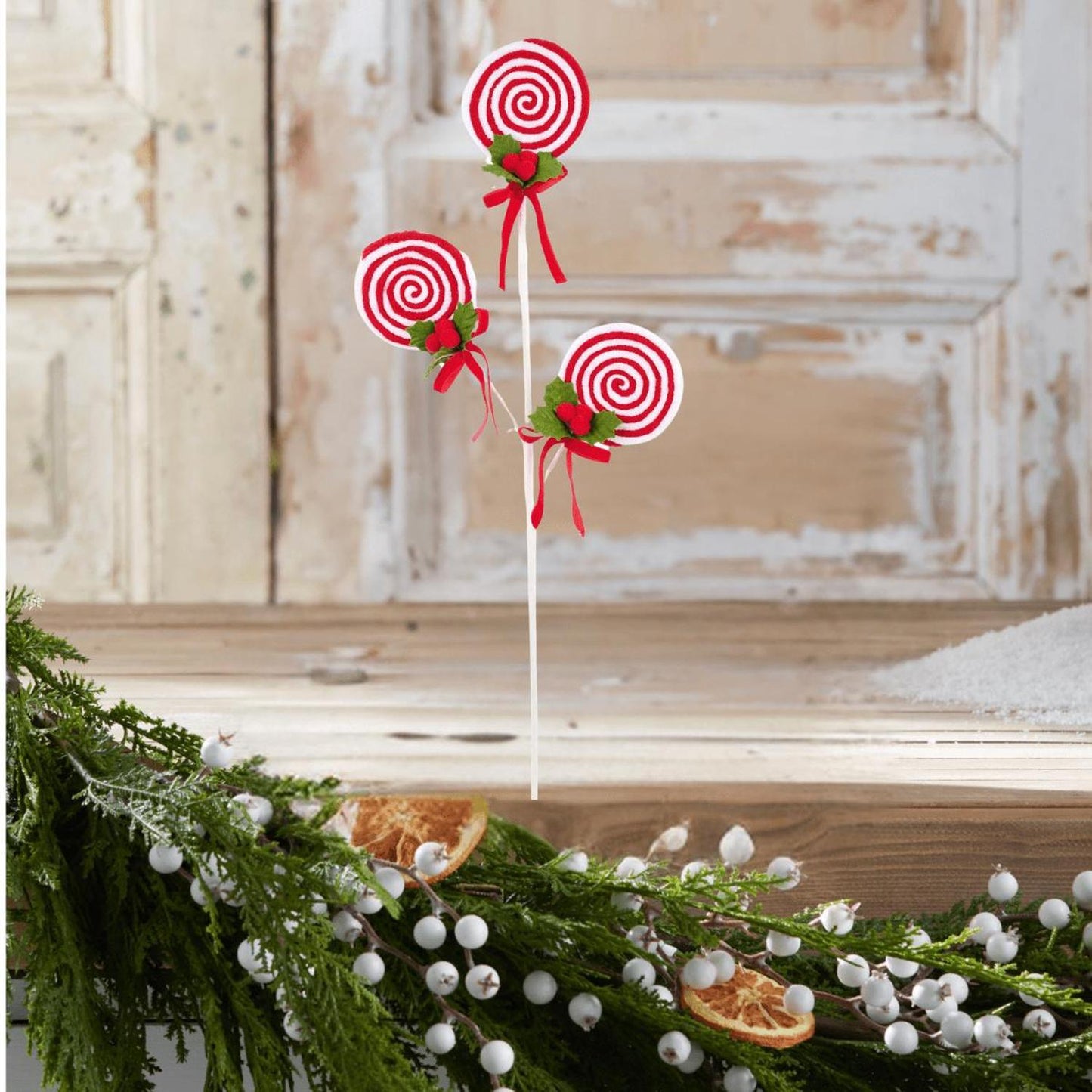 24" Red White Lollipop Bundle Spray