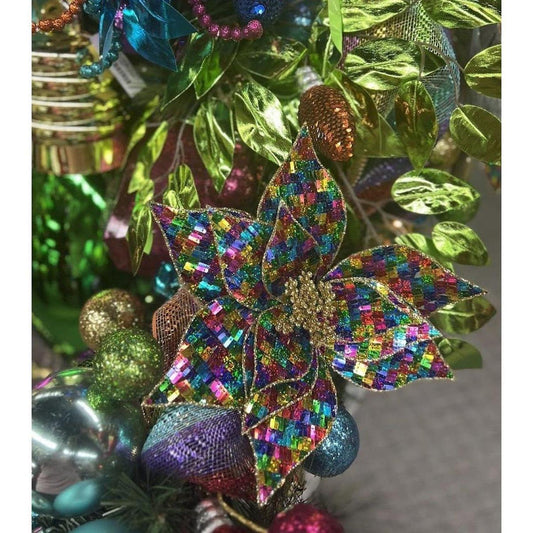 24" Sequin Fabric Poinsettia: Fiesta