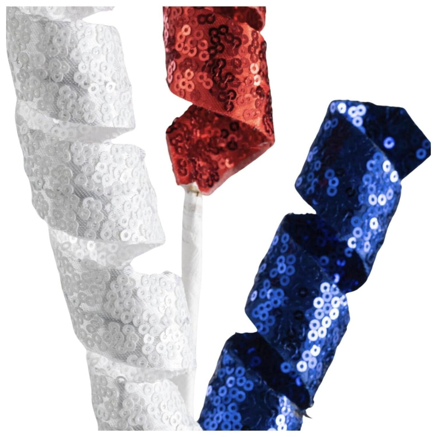 24" Sequin Frizzy Curly Spray: Patriotic