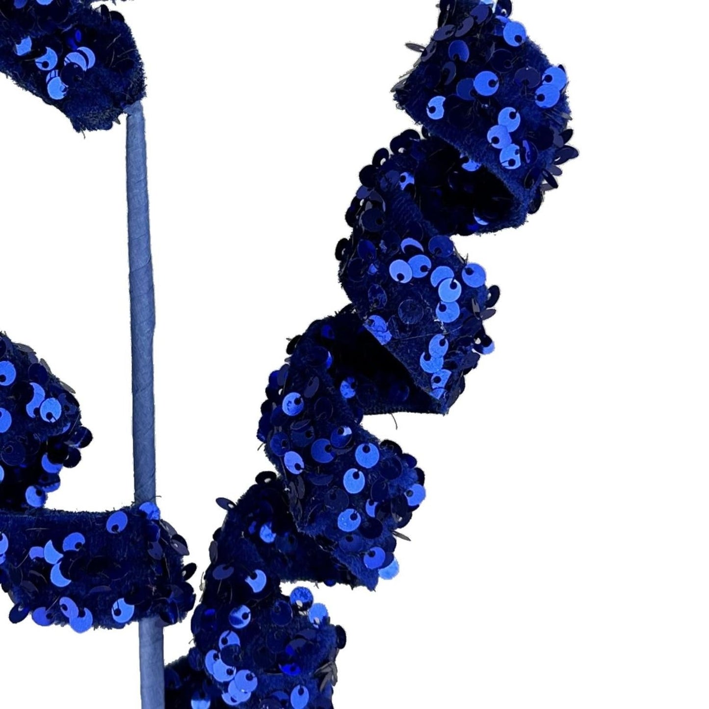 24" Sequin & Velvet Curly Spray: Midnight Blue