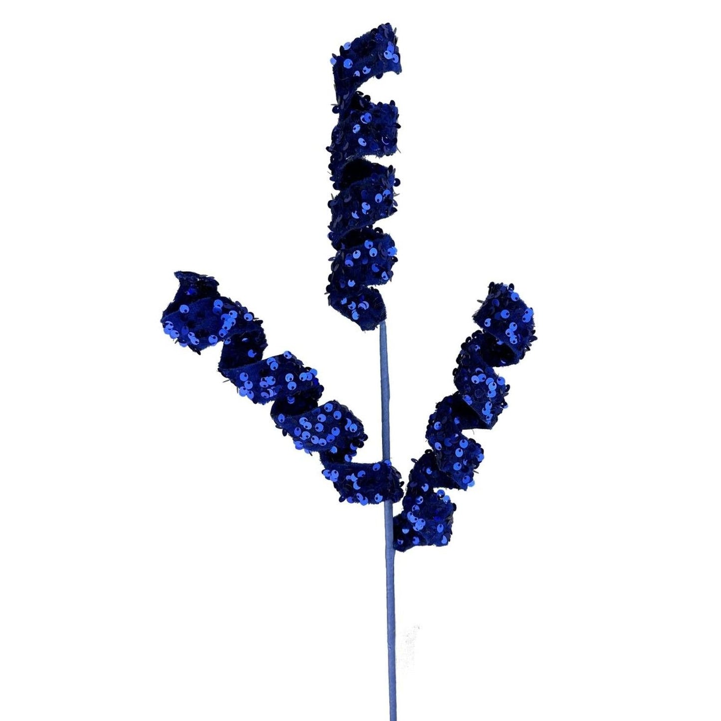 24" Sequin & Velvet Curly Spray: Midnight Blue