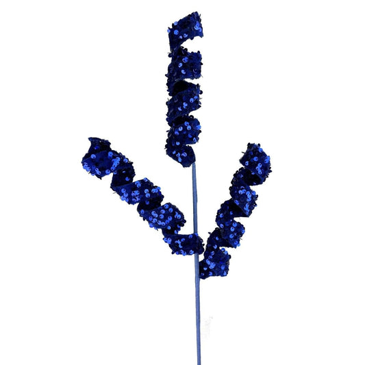 24" Sequin & Velvet Curly Spray: Midnight Blue