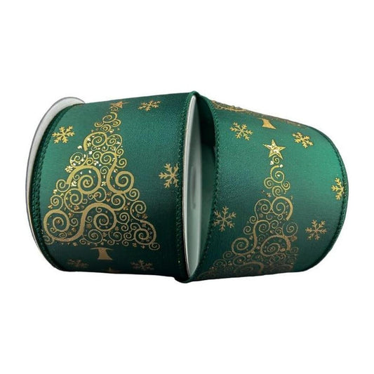 2.5" Abstract Christmas Tree Ribbon: Hunter Green (10 Yards)