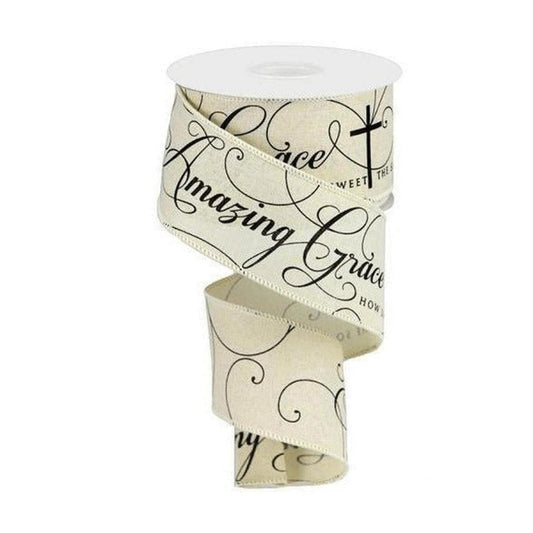 2.5" Amazing Grace Ribbon: Cream & Black (10 Yards)