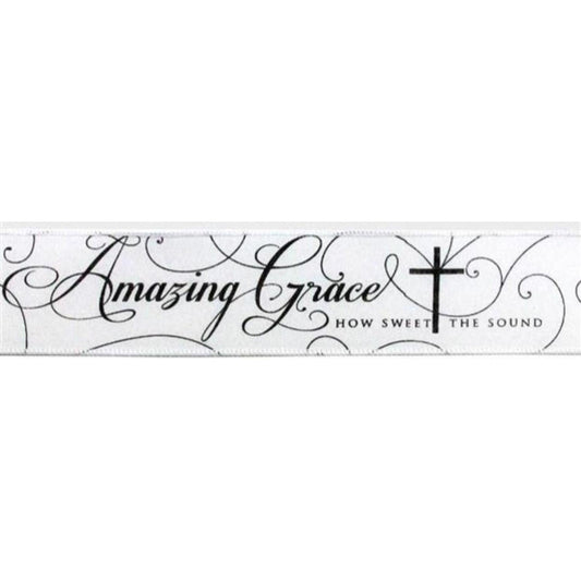 2.5" Amazing Grace Ribbon: White & Black (10 Yards)