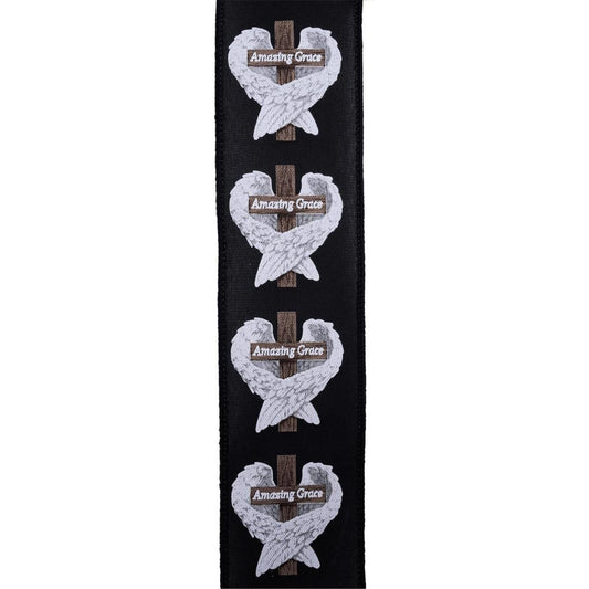 2.5" Amazing Grace Wings Ribbon: Black (10 Yards)