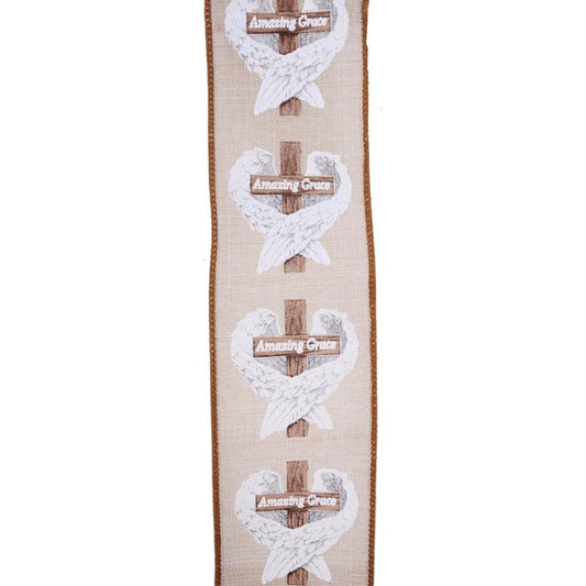 2.5" Amazing Grace Wings Ribbon: Natural (10 Yards)