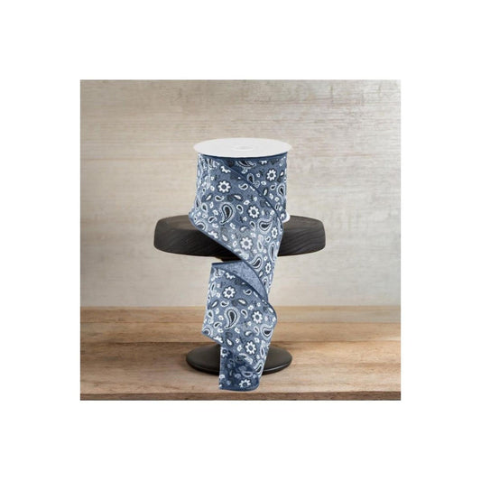 2.5" Bandana Ribbon: Denim Black Blue  (10 Yards)