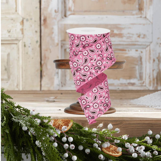 2.5" Bandana Ribbon: Pink (10 Yards)