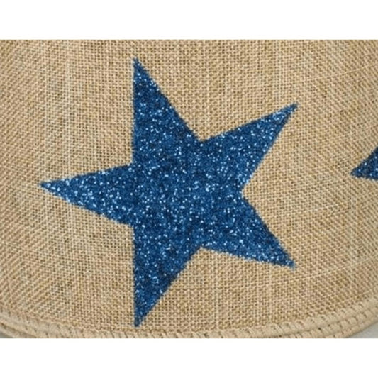 2.5" Bold Glitter Star Canvas Ribbon: Light Beige (10 Yards)