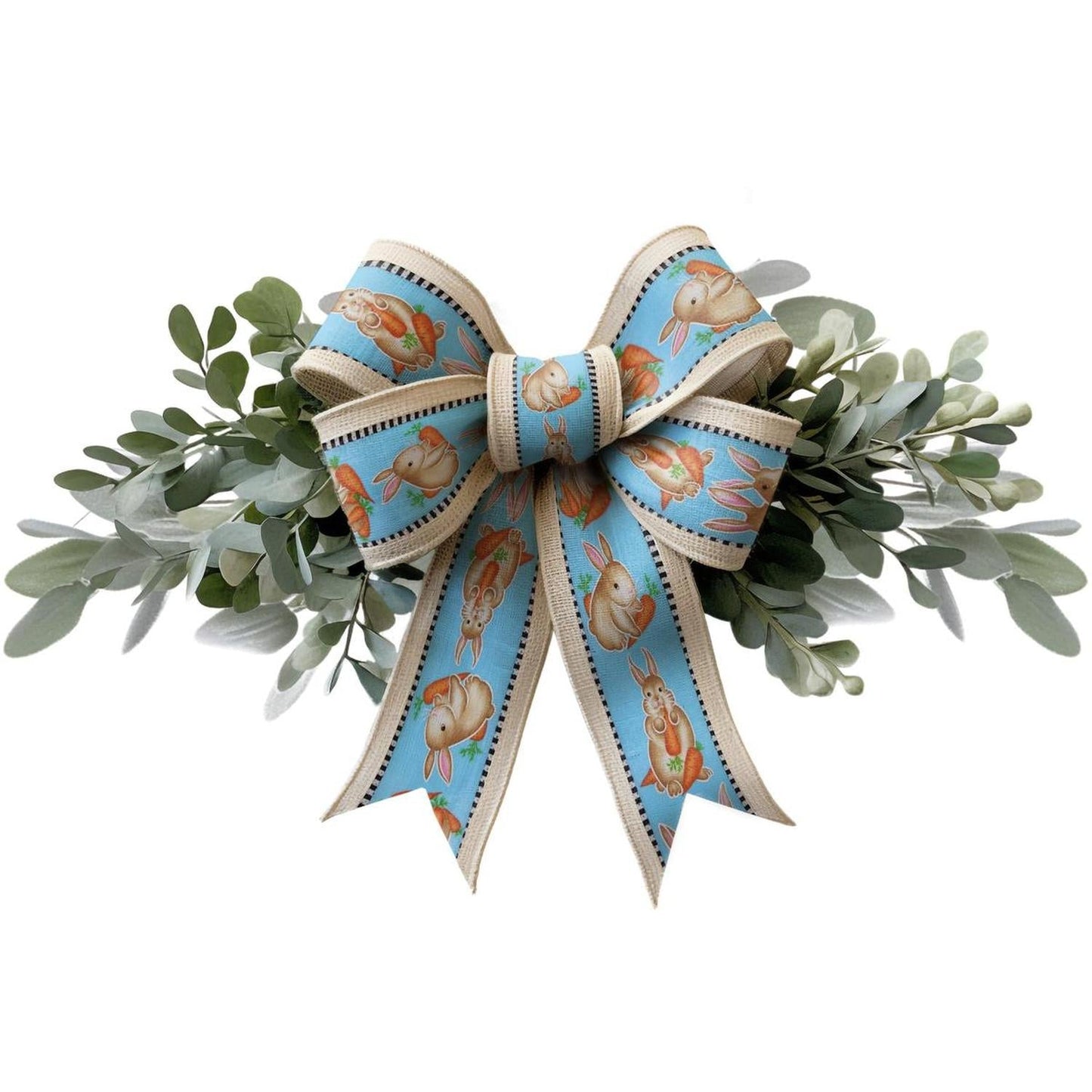 2.5" Bunnies Carrots Stripe Ribbon: Blue (10 Yards)