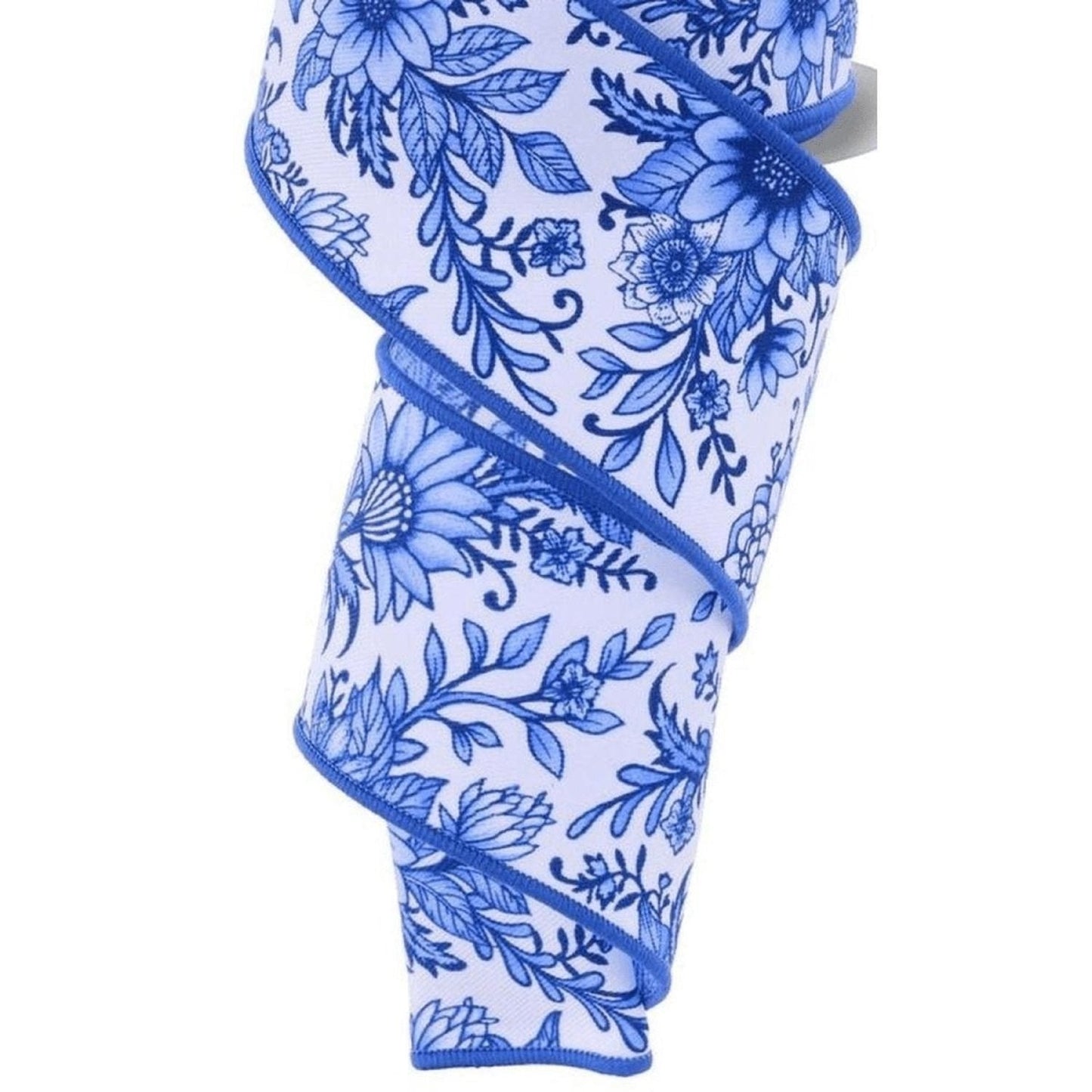2.5" Chinoiserie Floral Ribbon: Blue (10 Yards)